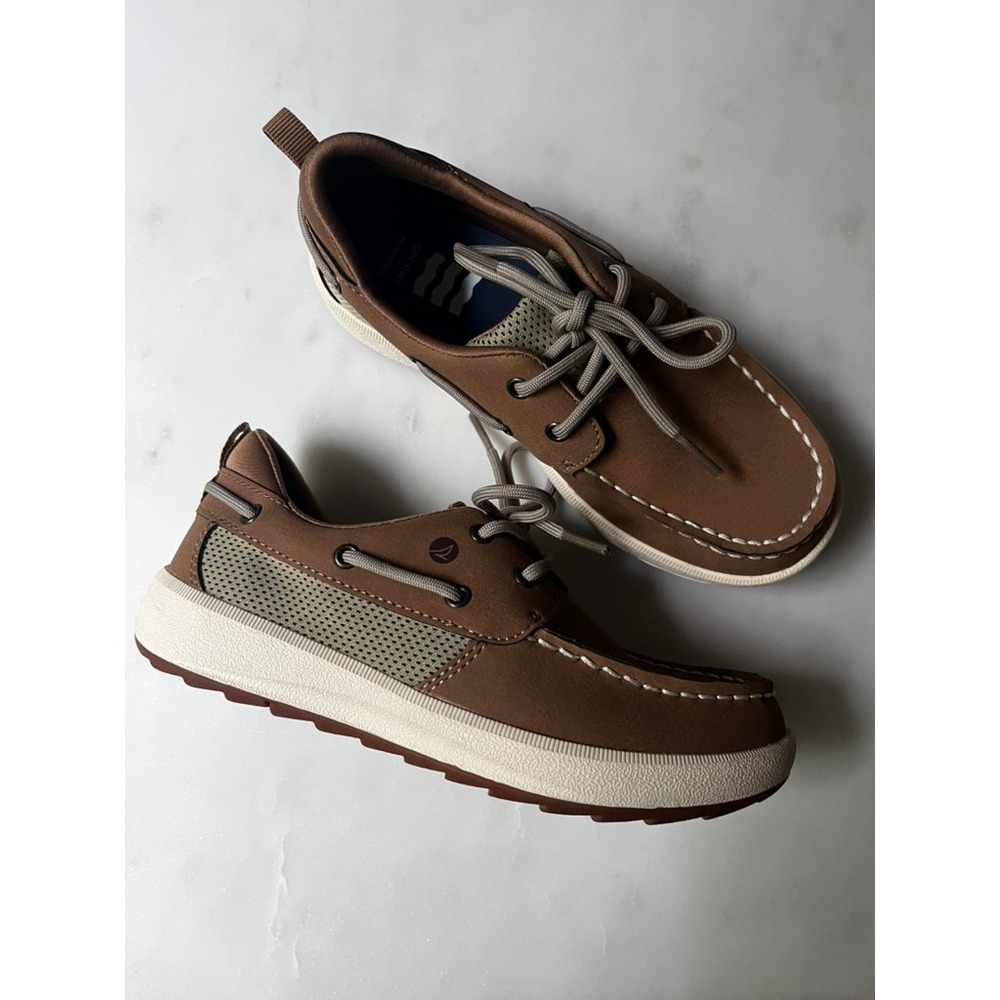 Sperry Little Kids Fairwater Plushwave Boat Shoe Tan Brown Casual size 1